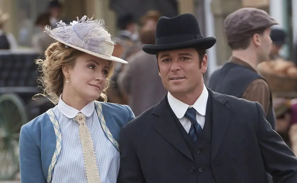A photo of Helene Joy and her husband, Yannick Bisson, showcasing their love and affection