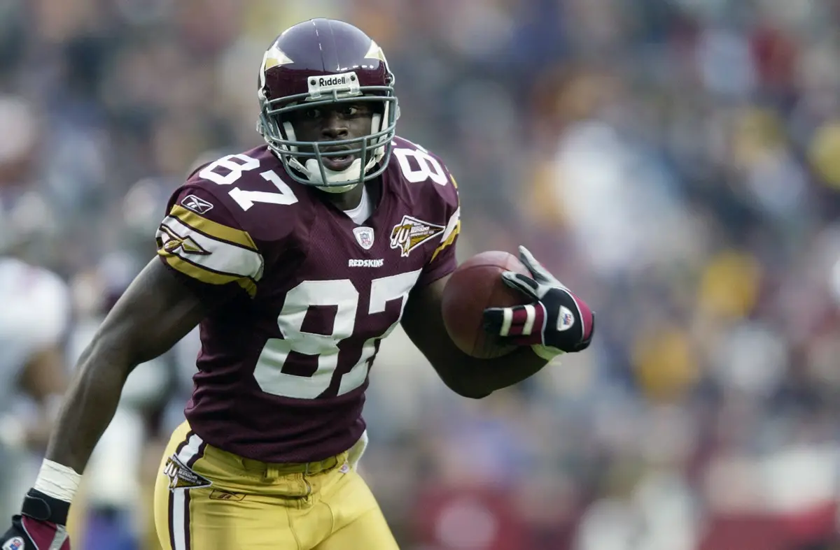 Rod Gardner in Washington Redskins jersey on-field, NFL